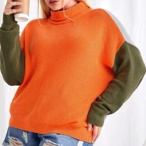 [Bundle] Sweater+Socks (Colorblock Turtleneck Sweater + Over-the-Knee Socks)